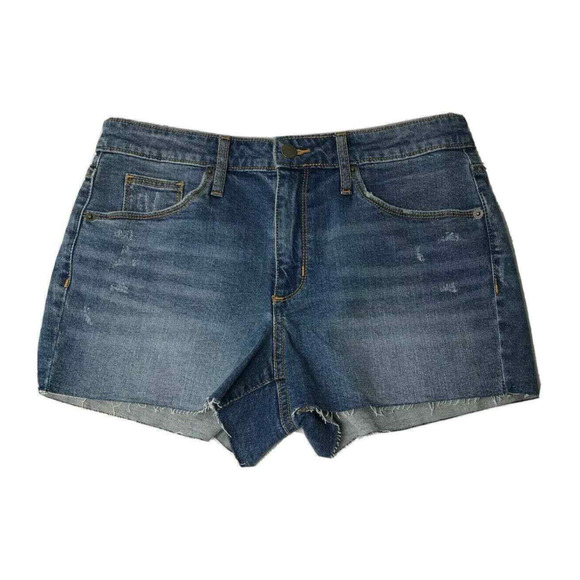 Womens Cut Off Jean Shorts Sz 8 Shortie Short Denim Raw Hem Distress High‎ Rise - Picture 1 of 6